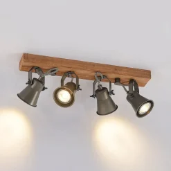 Lindby loftspot Grandesa, 35 cm, 4 lyskilder, træ, metal