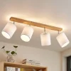 Lindby loftspot Imarin, 81 cm, hvid, 4 lyskilder, træ