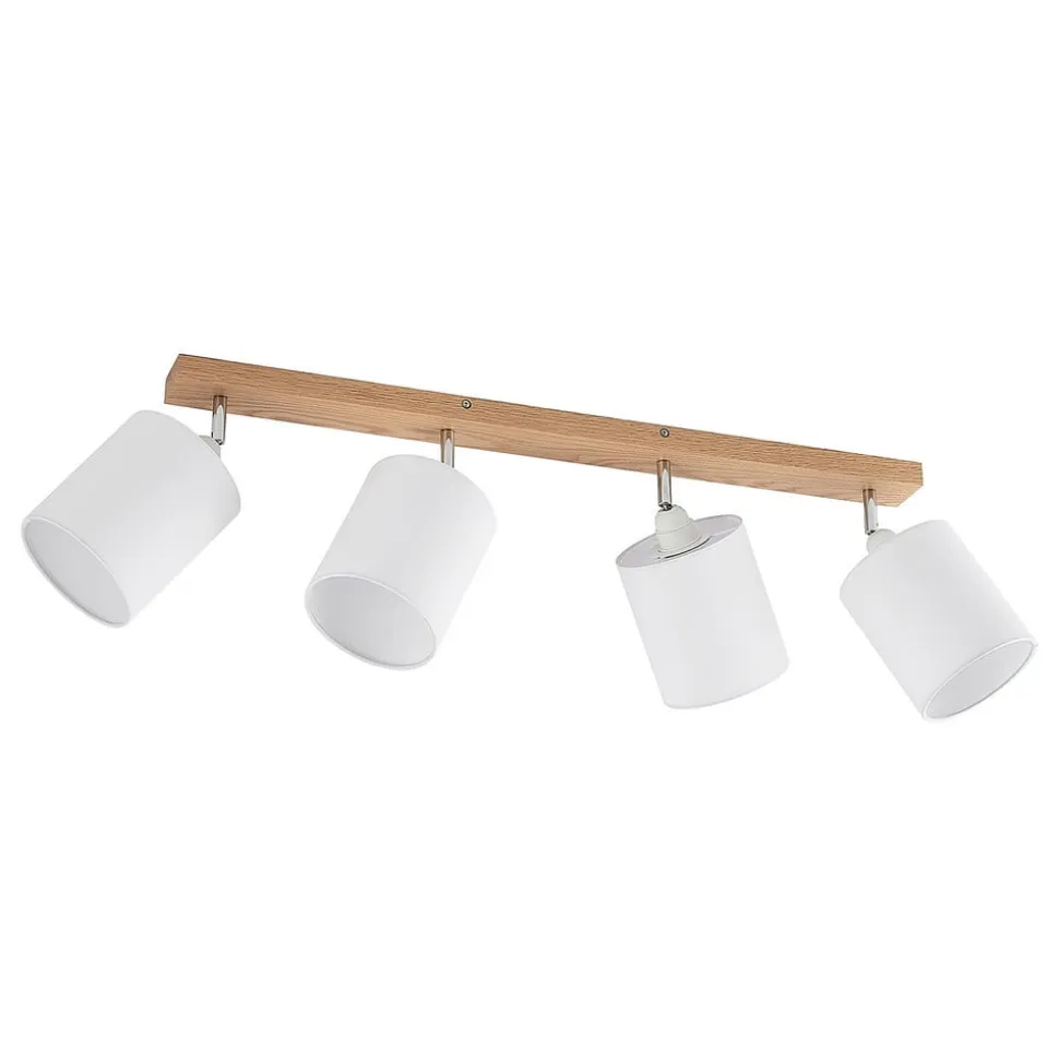 Lindby loftspot Imarin, 81 cm, hvid, 4 lyskilder, træ