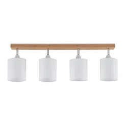 Lindby loftspot Imarin, 81 cm, hvid, 4 lyskilder, træ