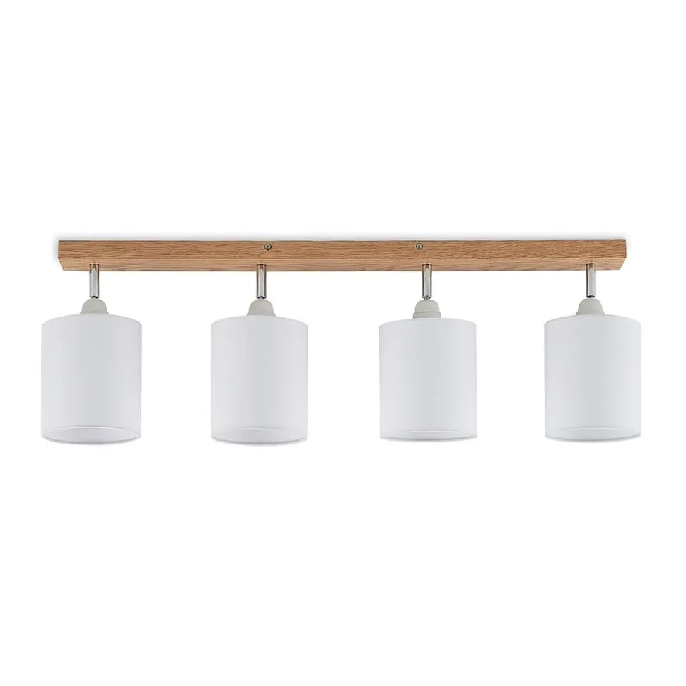 Lindby loftspot Imarin, 81 cm, hvid, 4 lyskilder, træ