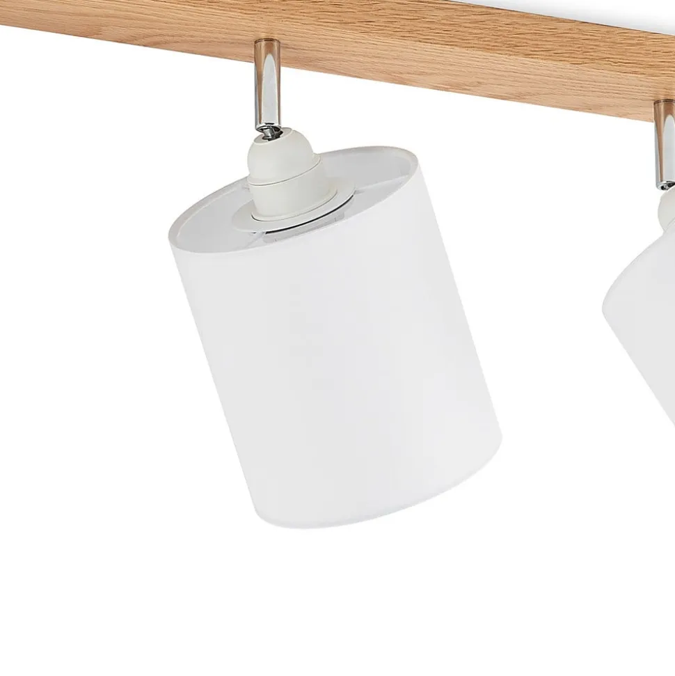 Lindby loftspot Imarin, 81 cm, hvid, 4 lyskilder, træ