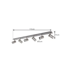 Lindby loftspot Joffrey, 116 cm, nikkel, 6 lyskilder, GU10
