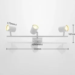 Lindby loftspot Jorell, hvid, 55 cm, 3 lyskilder, metal, GU10