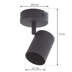 Lindby loftspot Jorell, sort, 13 cm, 1 lyskilde, GU10