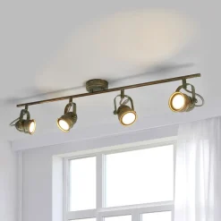 Lindby loftspot Leonor, 4 lyskilder, grøn, metal, 78 cm
