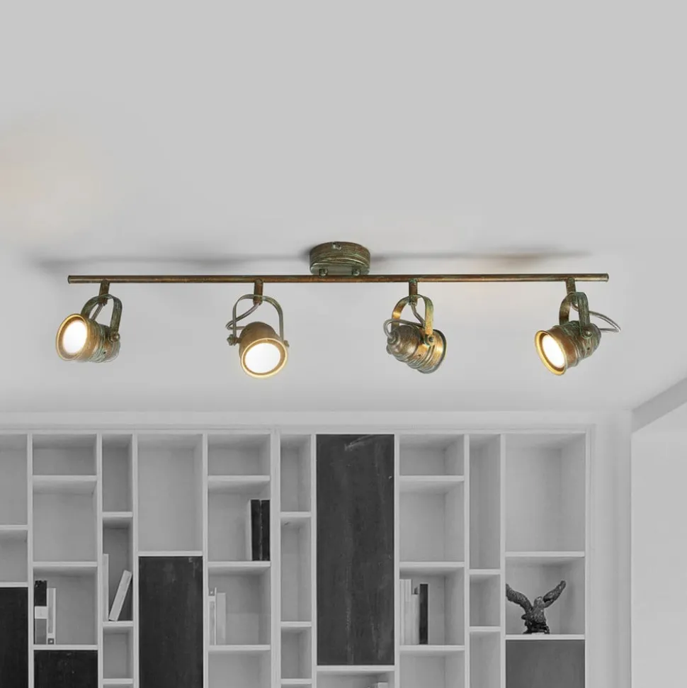 Lindby loftspot Leonor, 4 lyskilder, grøn, metal, 78 cm