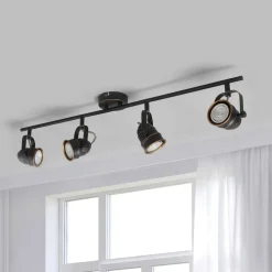 Lindby loftspot Leonor, 4 lyskilder, sort, metal, 78 cm