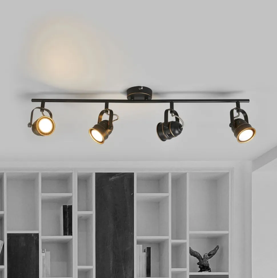Lindby loftspot Leonor, 4 lyskilder, sort, metal, 78 cm