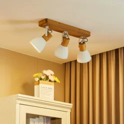 Lindby loftspot Merela, hvid, 45 cm, 3 lyskilder, træ, E14
