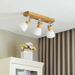 Lindby loftspot Merela, hvid, 45 cm, 3 lyskilder, træ, E14