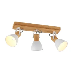 Lindby loftspot Merela, hvid, 45 cm, 3 lyskilder, træ, E14