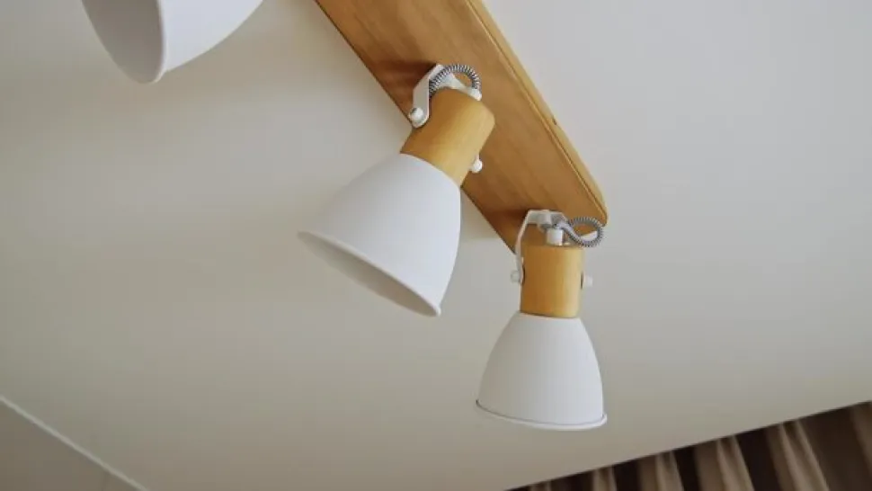 Lindby loftspot Merela, hvid, 45 cm, 3 lyskilder, træ, E14