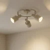 Lindby loftspot Ovelia, beige, 3 lyskilder, metal, E27