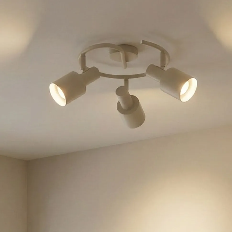 Lindby loftspot Ovelia, beige, 3 lyskilder, metal, E27