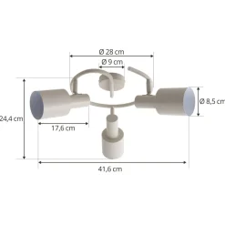 Lindby loftspot Ovelia, beige, 3 lyskilder, metal, E27