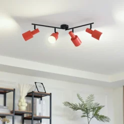 Lindby loftspot Ovelia, orange/sort, 4 lyskilder, E27
