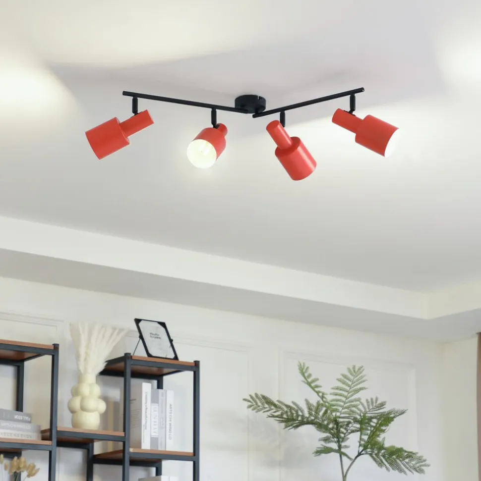 Lindby loftspot Ovelia, orange/sort, 4 lyskilder, E27
