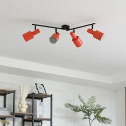 Lindby loftspot Ovelia, orange/sort, 4 lyskilder, E27