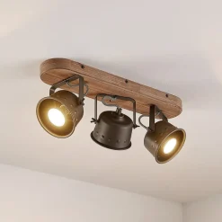 Lindby loftspot Rubinjo, 45 cm, 3 lyskilder, træ, GU10
