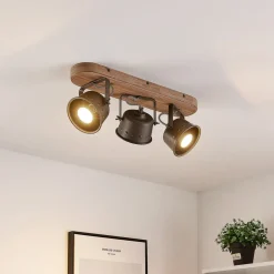 Lindby loftspot Rubinjo, 45 cm, 3 lyskilder, træ, GU10