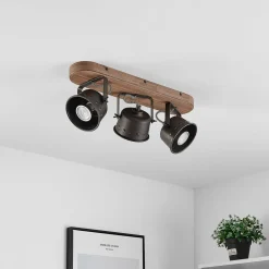 Lindby loftspot Rubinjo, 45 cm, 3 lyskilder, træ, GU10