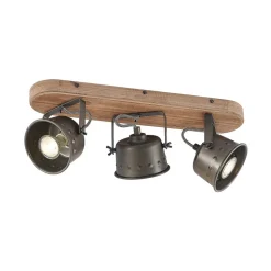 Lindby loftspot Rubinjo, 45 cm, 3 lyskilder, træ, GU10
