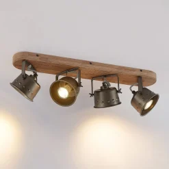 Lindby loftspot Rubinjo, 62 cm, 4 lyskilder, træ, GU10