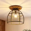 Lindby loftspot Rutger, Ø 34 cm, træ, bur, E27