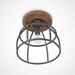 Lindby loftspot Rutger, Ø 34 cm, træ, bur, E27