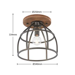 Lindby loftspot Rutger, Ø 34 cm, træ, bur, E27
