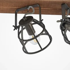Lindby loftspot Rutger, 52 cm, 3 lyskilder, træ, bur, E14