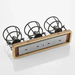 Lindby loftspot Rutger, 52 cm, 3 lyskilder, træ, bur, E14