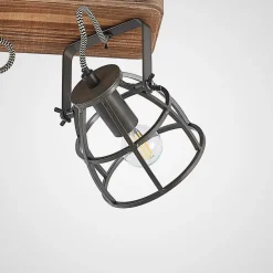 Lindby loftspot Rutger, 36 cm, 2 lyskilder, træ, bur, E14