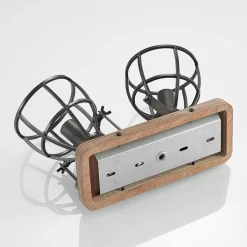 Lindby loftspot Rutger, 36 cm, 2 lyskilder, træ, bur, E14