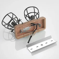 Lindby loftspot Rutger, 36 cm, 2 lyskilder, træ, bur, E14