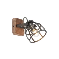 Lindby loftspot Rutger, 16 cm, 2 lyskilder, træ, bur, E14