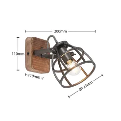 Lindby loftspot Rutger, 16 cm, 2 lyskilder, træ, bur, E14