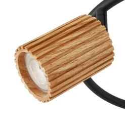 Lindby loftspot Stralino, 3 lyskilder, Ø31cm, træ, GU10