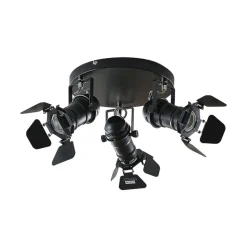 Lindby loftspot Tilen, 3 lyskilder, sort, metal, Ø 54cm