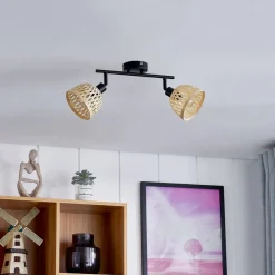 Lindby loftspot Youstin, 30 cm lang, bambus, 2-lys, E14