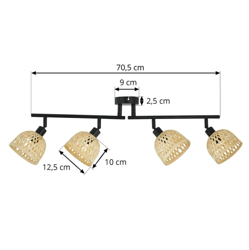 Lindby loftspot Youstin, 70,5 cm lang, bambus 4-lys, E14
