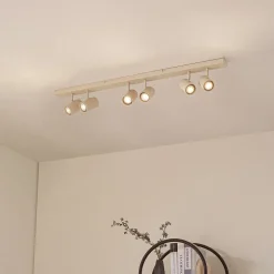 Lindby loftspots Kardis, beige, 6 lyskilder, metal, GU10