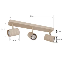 Lindby loftspots Kardis, beige, 3 lyskilder, metal, GU10