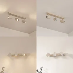 Lindby loftspots Kardis, beige, 3 lyskilder, metal, GU10