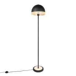Lindby Lonnaris gulvlampe med rattan, sort