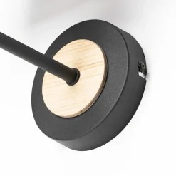 Lindby Lonnaris væglampe med rattan, sort