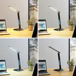 Lindby Ludmilla LED-bordlampe, display, sort