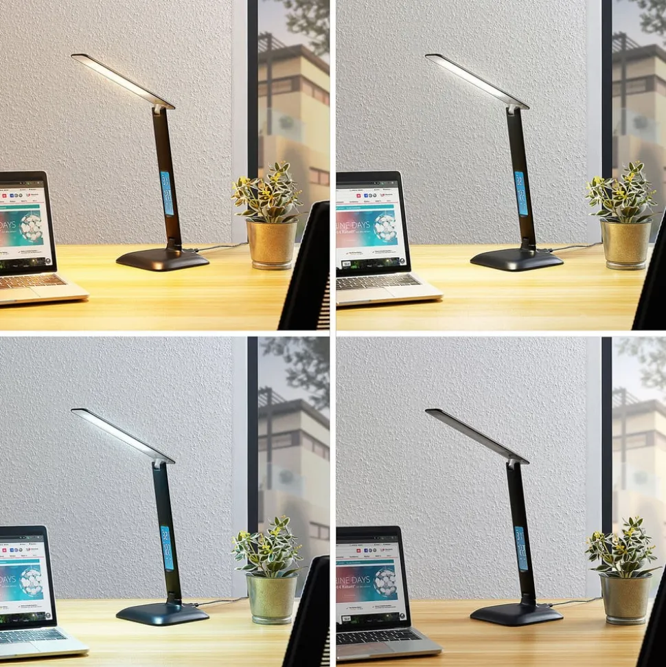 Lindby Ludmilla LED-bordlampe, display, sort