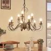 Lindby lysekrone Caleb, 9 lyskilder, rustfarvet, metal, E14